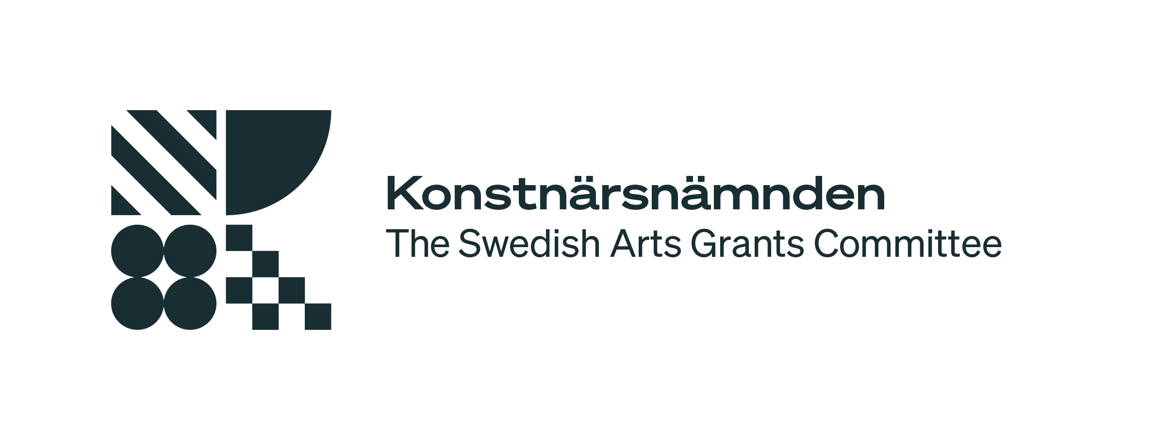 Geometric shapes making a 'K' with the title of the organisation.