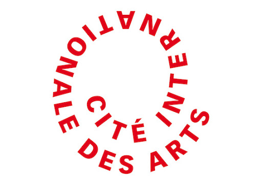 Logo for Cité internationale des arts. Name in blocky red letters that are then arranged into an outward spiral, like a swirling name portal.