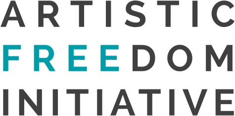 Artistic Freedom Initiative logo - three words of name stacked o top of each other. The word free is coloured teal to jump out. 
