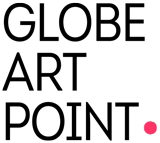 Black text 'Globe Art Point' with a red dot at the end. 