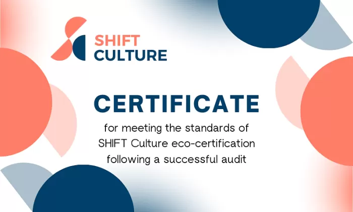 A graphic of coloured circles with the text 'SHIFT Culture certificate'.