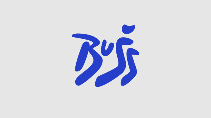 The word 'Buss' written out in wiggly blue letters.