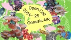 A graphic with flowers and a text that says 'Open Call Onassis AiR 2024/25'.
