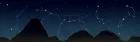 Stars linked with lines and an outline of a dark mountain. 