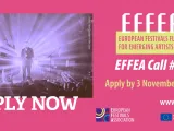 Text of the call with a performance with lights on a stage. 