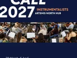 Text of the call with a photo of an orchestra. 