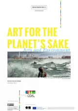 Cover for Art for the Planet's Sake. Photo shows the top of a statue with a rough sea in the background; titled 'The Drowned Mermaid'.