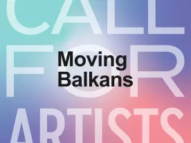 Moving Balkans text on multicoloured background. 