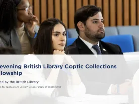 Title of the open call with people sitting in a lecture theatre being attentive. 