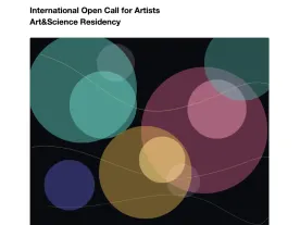 Text of the call with an image of circles representing photoluminescence of perovskite crystals.